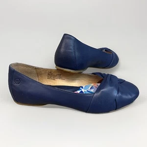 Born Women's Lilly Navy Blue Leather Slip On Loafers Shoes Size 7.5 Wide B17734 - Picture 1 of 9