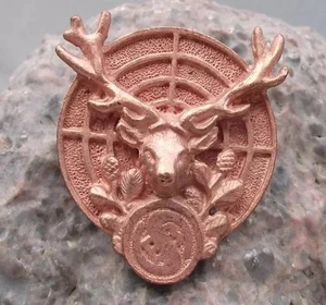 Vintage Sellier and Bellot Gun Cartridge Ammunition Firm Stag Head Pin Badge - Picture 1 of 2