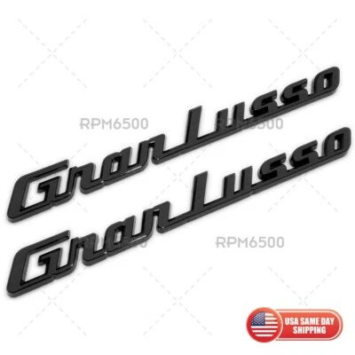 For 2x Maserati GranLusso Side Fender Marker Nameplate Emblem Badge Gloss Black - Image 1 of 4