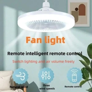 Fan For E27 Socket Light With Remote Ceiling Fan Adjustable LED Smart 3Speed AC - Picture 1 of 6
