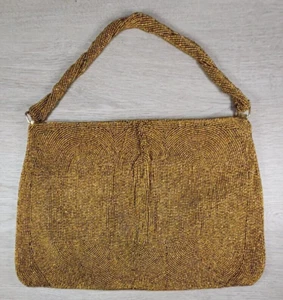 Magid Hand Bag Gold Bead Japan 12" x 8" New Old Stock 1960s - Picture 1 of 7