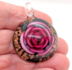 Handmade Sculpted Round Pendant Molded Glass Artisanal Jewelry Finding Limited - Picture 1 of 10