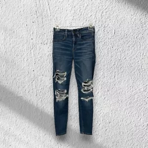 Jeggings donna American Eagle Next Level elasticizzati vita alta taglia 2 CORTO - Foto 1 di 6