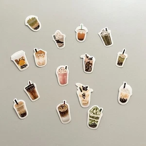 (15 pcs) Bubble Tea Boba Milk Drink Cute Paper Journal Scrapbooking Stickers - Picture 1 of 2