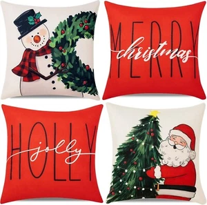 Juego De 4 Fundas Forros 18x18 Para Cojines Decorativos Sala Christmas Navidad y - Picture 1 of 18