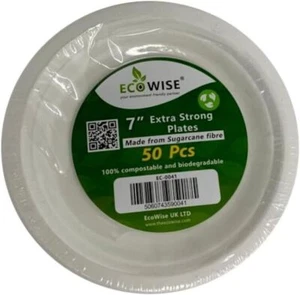 7" Small Size Strong Bagasse Disposable  Party Plates Biodegradable ECO Friendly - Picture 1 of 4
