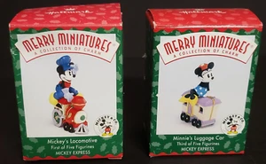 Disney Hallmark Adorno de Navidad Mickey Minnie Locomotora Equipaje Miniaturas - Imagen 1 de 7