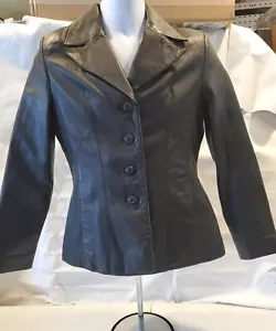 Womens Leather Jacket Small Wilsons Black 34" Armpit to Armpit - Picture 1 of 12