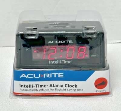 ACU RITE Intelli-Time Alarm Clock 13003A3 NEW Black Electric W/ Snooze Button - Image 1 of 4