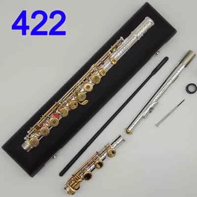 Flauta 422 Llaves Talladas a Mano Flautas Chapadas en Oro Pata B Agujeros Abiertos 17 Llaves Doradas Foto 1 de 4