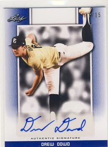 DREW DOWD 2019 Leaf Perfect Game PG National Showcase Blue AUTO /15 RAYS - Afbeelding 1 van 2
