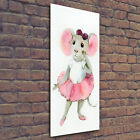 Wandbild Kunst-Druck auf Hart-Glas hochkant 50x125 Maus Ballerina
