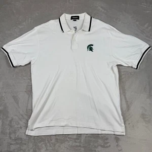 Michigan State Spartans Mens M Ashworth Embroidered Polo Shirt White Golf - Picture 1 of 12