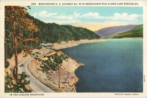 Postal de los años 50 Lino Crater Lake National Park Oregon Wizard Island Llao Cliff - Imagen 1 de 3