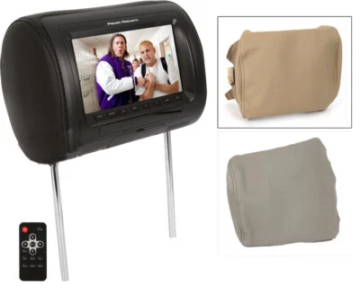 Power Acoustik 7" LCD Monitor Universal Replacement Car Pillow Headrest Loaded  - Image 1 of 4