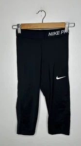 Nike Pro Girl's Solid Black Active Capri Leggings - Picture 1 of 8
