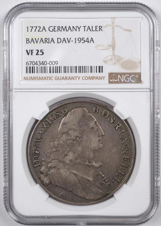 1772A GERMANY BAVARIA DAV-1954A TALER NGC VF 25 - Image 1 of 2
