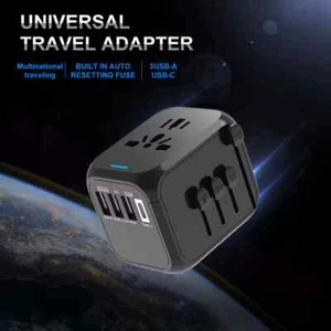 3.4/5A Universal Travel Adapter 3USB & Type-C Charger US/UK/EU/AU Plug Converter - Picture 1 of 9