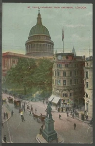 POSTCARD ST PAULS CATHEDRAL FROM CHEAPSIDE LONDON C1907 - Picture 1 of 2
