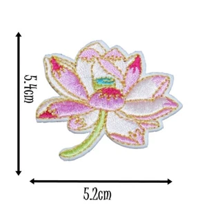Parche flor de loto hierro motivo oro rosa parches apliques insignias divertido P468 - Imagen 1 de 4