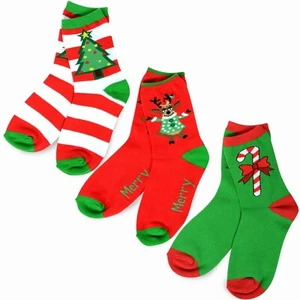Christmas Kids' Socks for Girls and Boys 6-8 yrs 3 Pairs Santa Socks Stockings - Picture 1 of 5