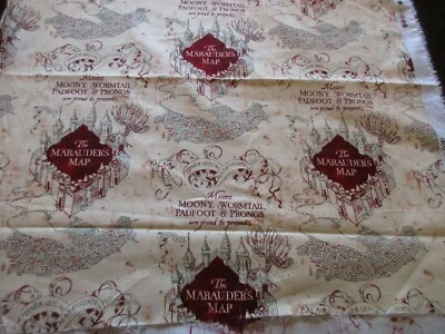 1 Fat Quarter New Cotton Fabric Harry Potter HP Approx 21" x 18" Marauder's Map - Image 1 of 4