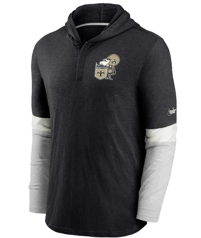 Nike Mens XL New Orleans Saints Throwback Mascot Henley Hoodie Fast Shipping Cover