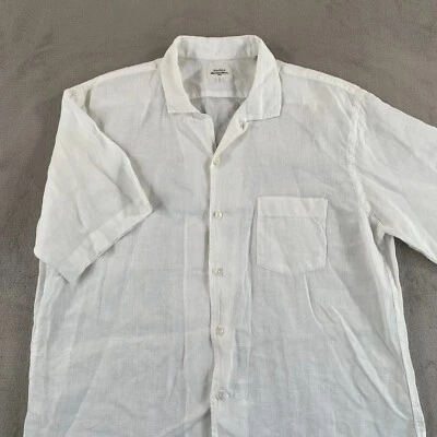 Camisa Hartford Alternative Classics Hombre Grande Blanca 100% Lino Cuello Lazo Nueva Sin Etiquetas Foto 1 de 4
