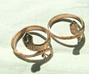 4 x Copper Snake Toe Rings Women Girls Ethnic Wear, Arthritis Relief Adjustable.