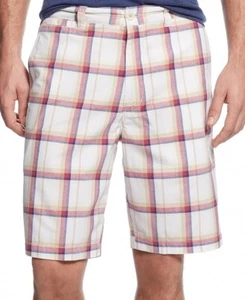 Club Room Men's Red Plaid Flat Front Athletic Shorts, Sandstone, 32 - Picture 1 of 2