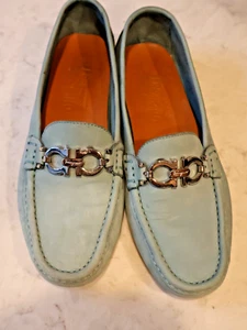 Salvatore Ferragamo Damen blau Wildleder Leder Autofahren lMokassins Mokassins 6B - Bild 1 von 8