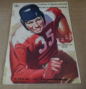 1946 PUGET SOUND vs PACIFIC LUTHERAN COLLEGE FOOTBALL GAME PROGRAM LOGGERS LUTES - Picture 1 of 12