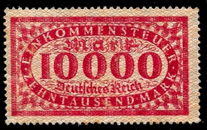 1920's Germany Fiscal Revenue Weimar Republic 10,000 M Income Tax🔥MNG VF - Picture 1 of 2