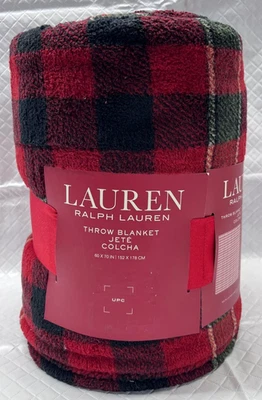 Lauren Ralph Lauren Throw Blanket Red Plaid Tartan 60" x 70” NEW - Image 1 of 4