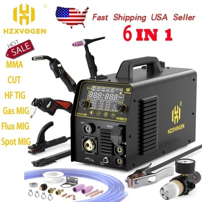 Soldador MIG multiproceso 220V 250A 6 en 1 y HF TIG/punto/sin gas/MMA/40A CORTE para aluminio Foto 1 de 4