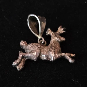 Taxco Mexico Running Deer Sterling 925 Silver Pendant TM-114 - Picture 1 of 10