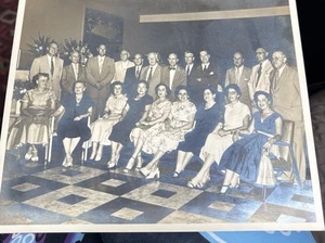 1940s/50sREAL SEPIA TONE PHOTO 8X10 some sort of venue with men/women dressed Up - Picture 1 of 3