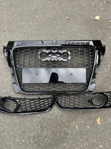 Audi RS3 Style A3 S3 8P Front Main Grille 2009–2013 GlossBlackHoneycombMeshGrill - Picture 1 of 1
