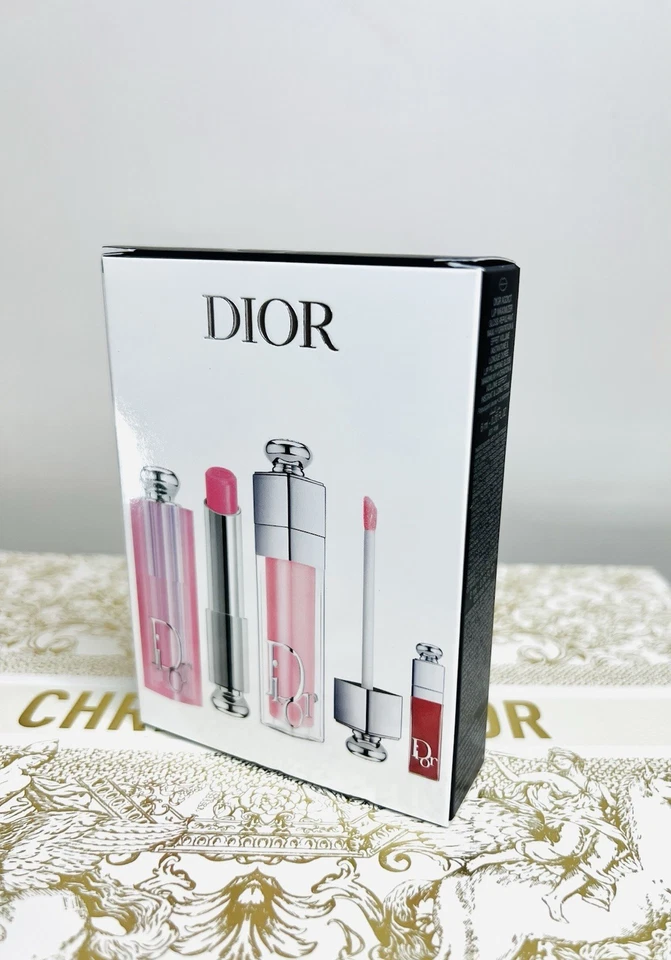 DIOR ADDICT 3-PIECE SET (001 Pink) Lip Glow Lip Maximizer & Mini LIP ESSENTIALS