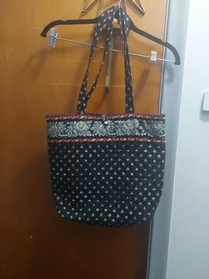 Vintage Vera Bradley (Retired) Classic Black Pattern Red Paisley Villager Tote - Image 1 of 4