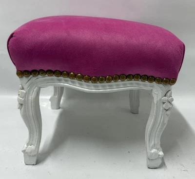 Casa Padrino Barock Fußhocker Pink / Weiß H. 33 cm - Barockstil Hocker - Bild 1 von 2