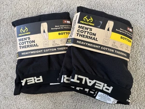 2 Paar Herren Baumwolle Thermo Realtree Basisschicht schwarz Unterteile Größe M Taille 32-34 - Bild 1 von 3