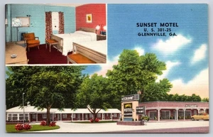 Postal Sunset Motel Glennville Georgia AAA c1965 #986 - Imagen 1 de 4