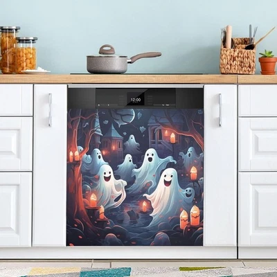 Halloween Night Ghosts Dishwasher Magnet Cover, Dishwasher Magnetic Stickers ... - Image 1 of 4