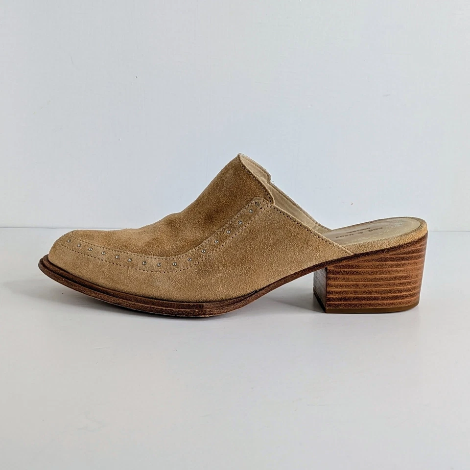 Zapatos Rag & Bone Mules Blanco Mujer 37.5 Cuero Gamuza Tostado Tachonado Tacones Sin Cordones Foto 1 de 4