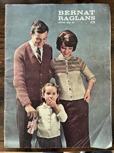 1961 Bernat #97 Bernat Raglans Knitting Patterns Sweaters Women~Men~Children - Picture 1 of 20