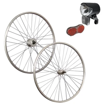Laufrad 28 Satz Set Hohlkammer Fahrrad Shimano Dynamo DH-C3000 + LED Beleuchtung - Bild 1 von 4