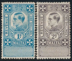 MALTA 1936, KEVIII, 1/ & 2/ VALUES, 2 FORGERIES ESSAYS MINT STAMPS. #D183 - Picture 1 of 2