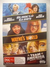 BLADES OF GLORY / WAYNE'S WORLD / TEAM AMERICA - DVD 3-Pack - VGC - Will Ferrell