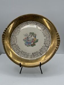 VTG 22K Gold Trimmed Royal China  Serving Platter by the Paden City Pottery Co.
